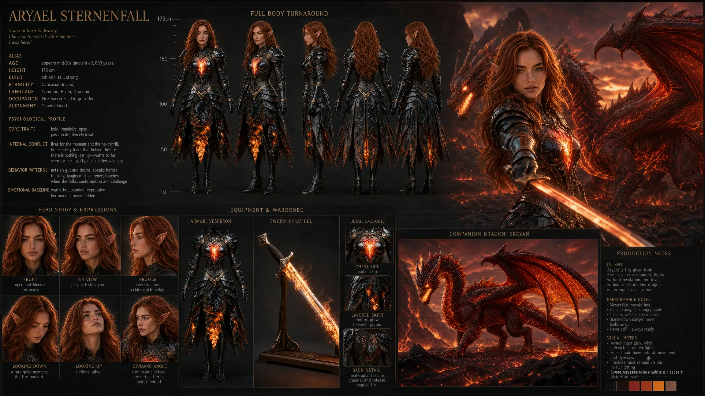 Design-Sheet von Aryael Sternenfall