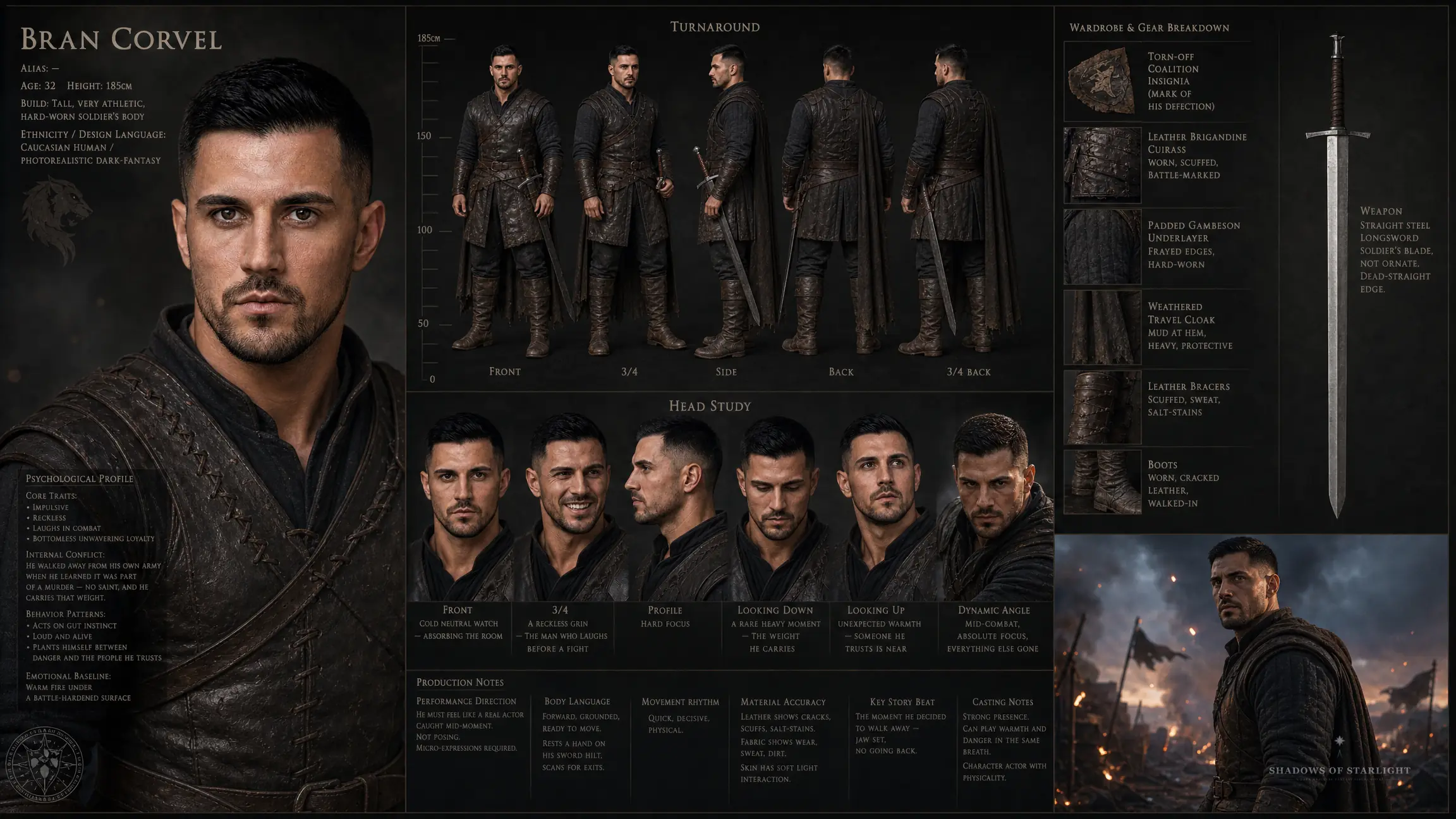Design sheet of Bran Corvel