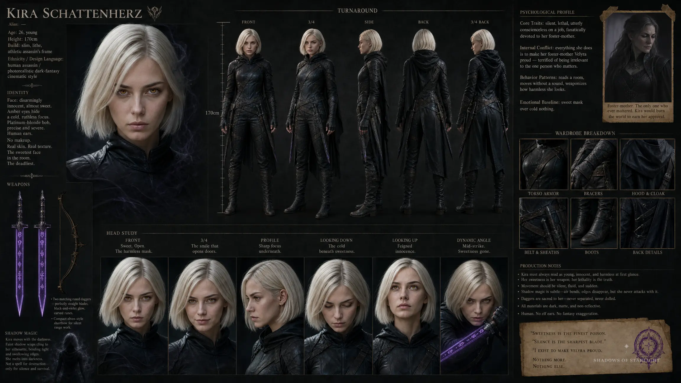 Design sheet of Kira Schattenherz