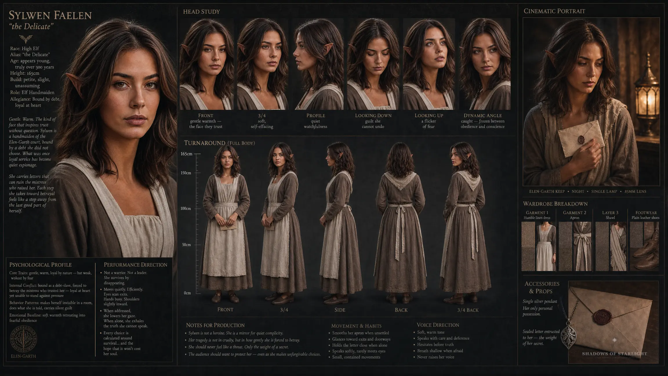 Design sheet of Sylwen Faelen