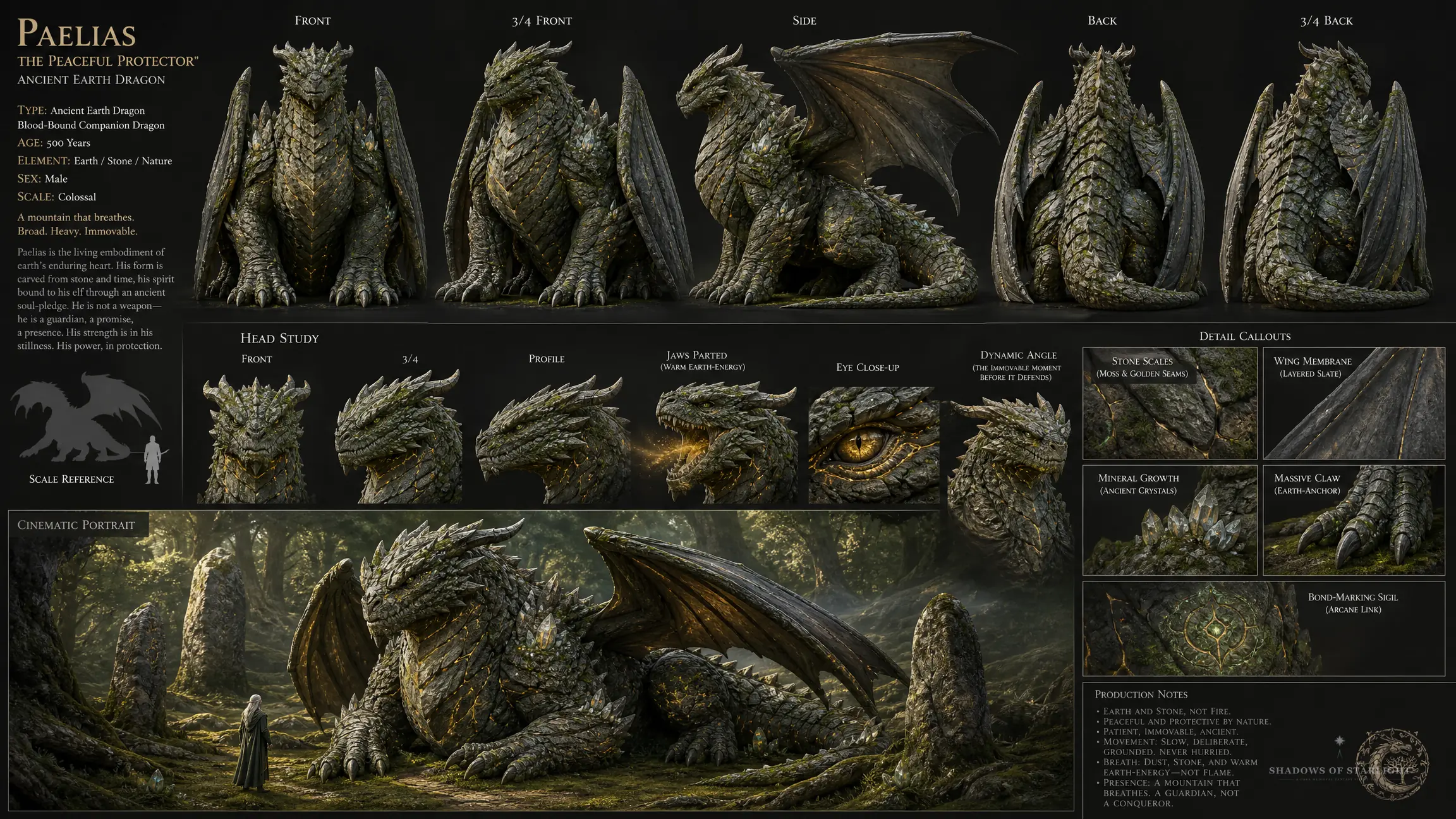 Design sheet of the dragon Paelias