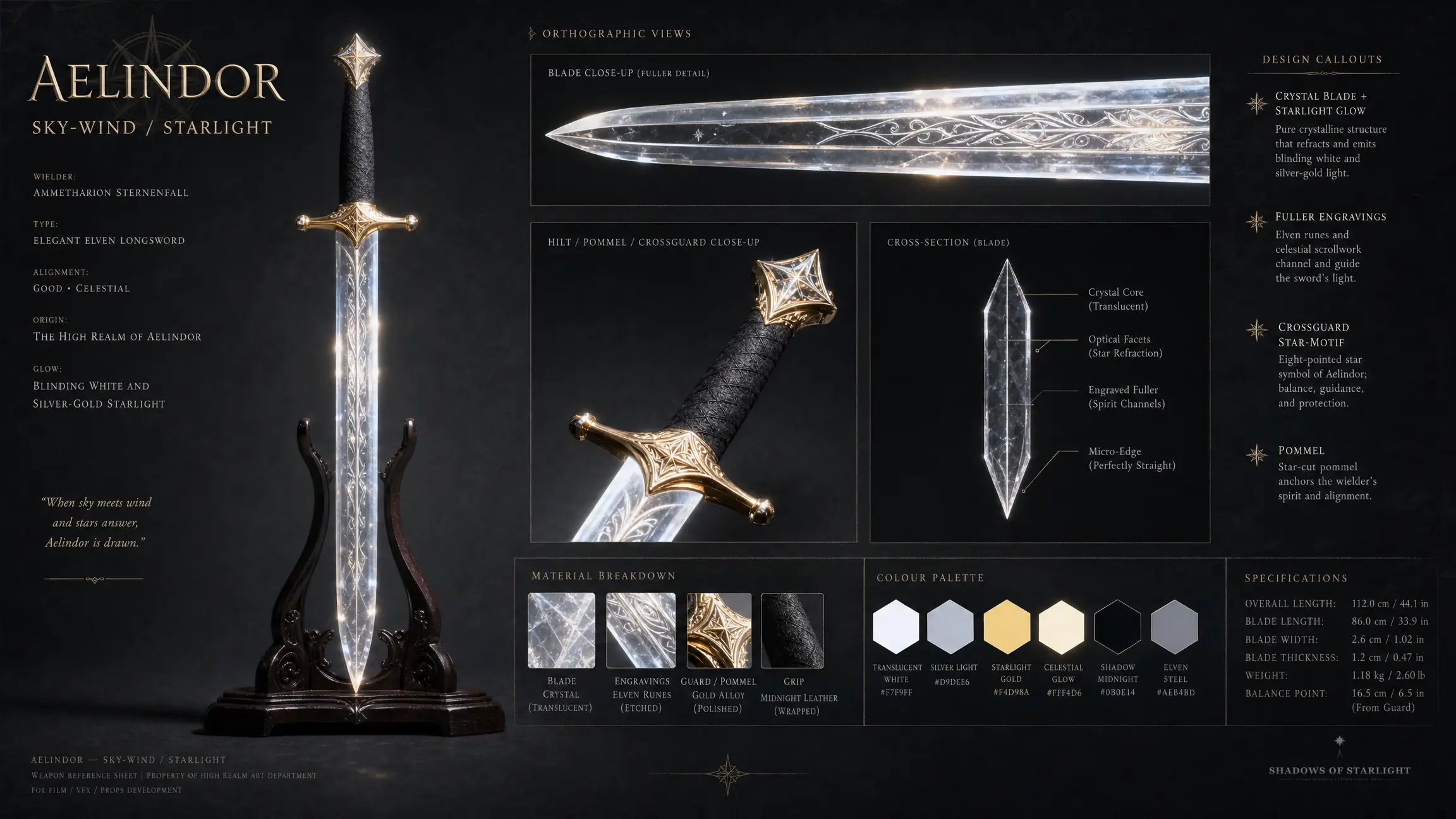 Design sheet of the artifact Aelindor