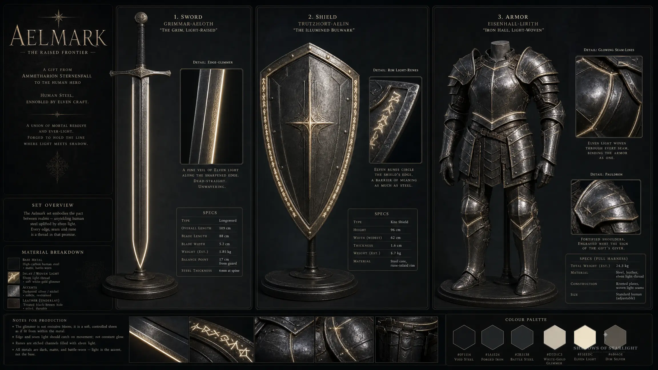 Design sheet of the artifact Aelmark-Set