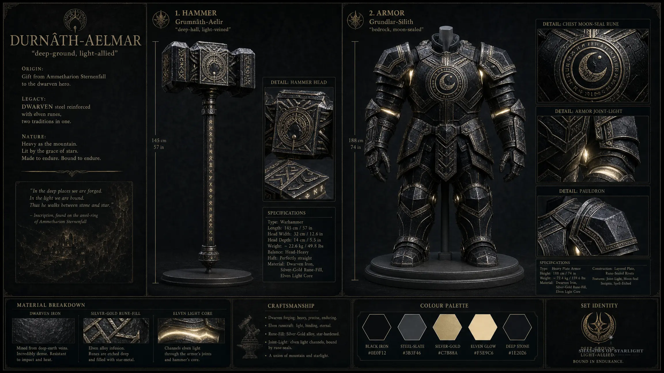 Design sheet of the artifact Durnâth-Aelmar-Set
