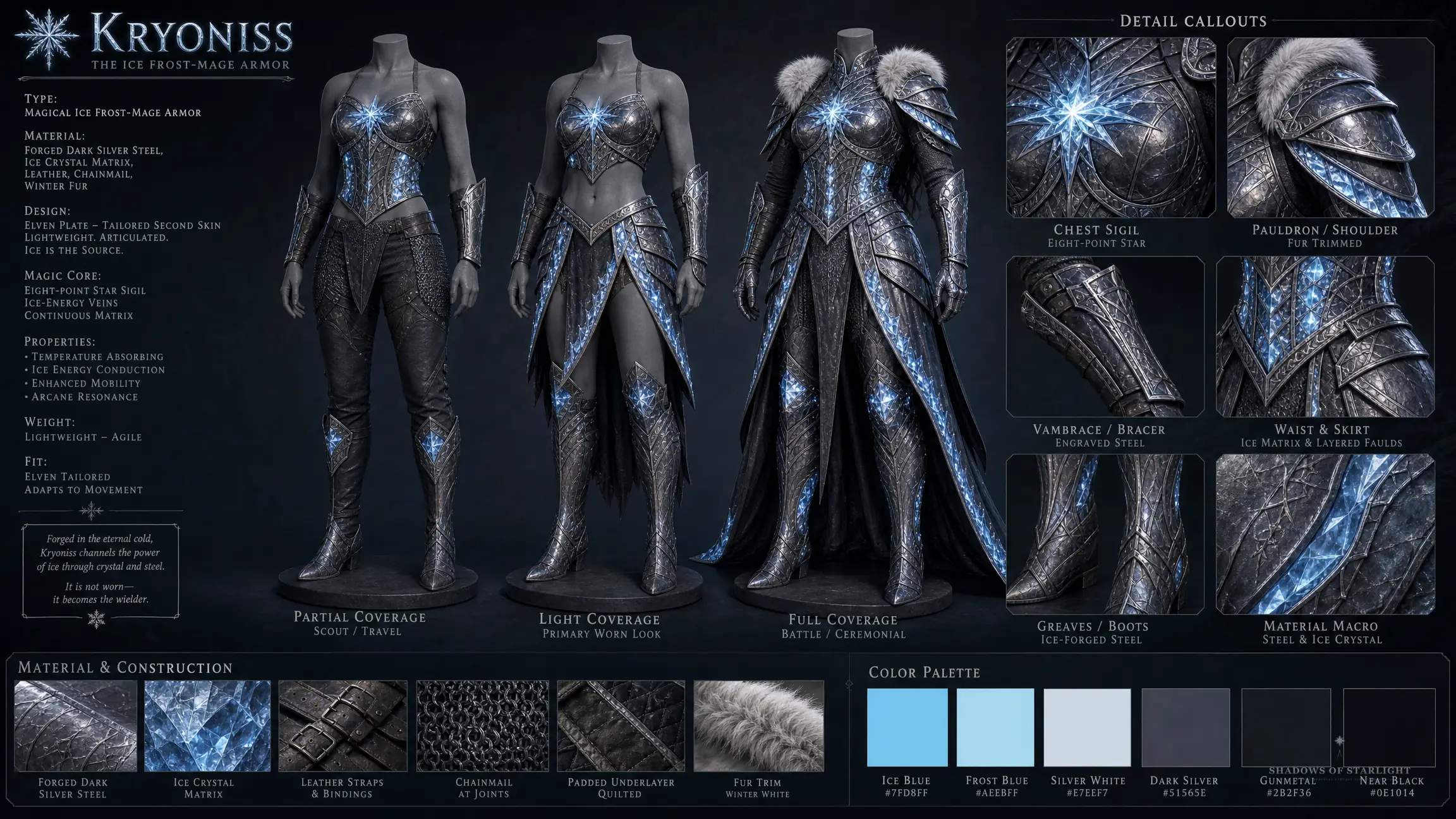 Design sheet of the artifact Kryoniss