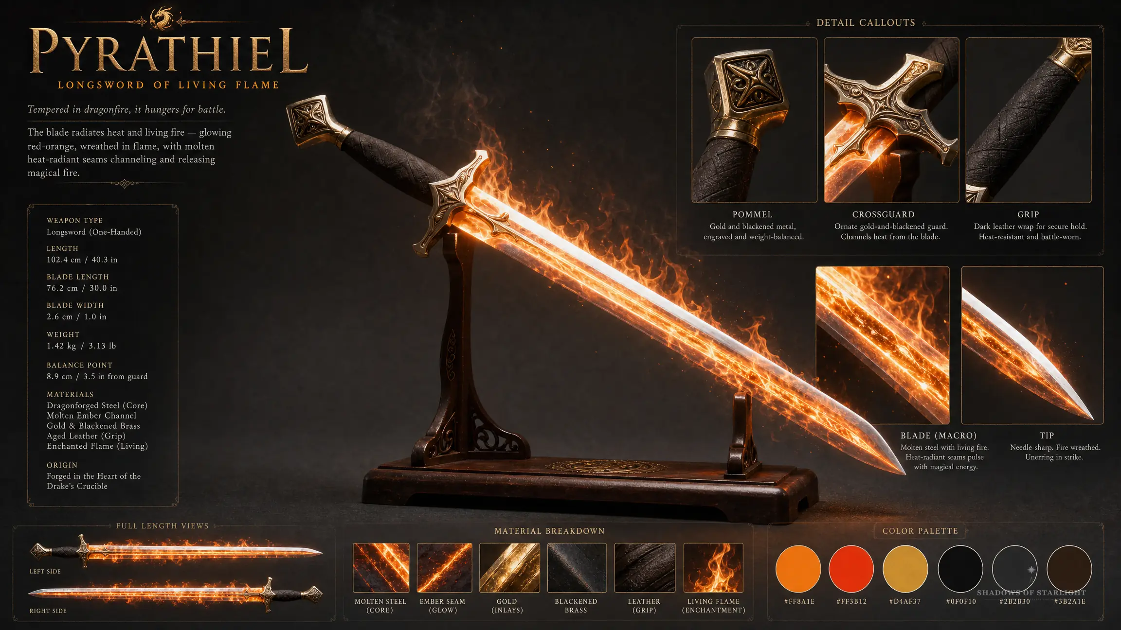 Design sheet of the artifact Pyrathiel