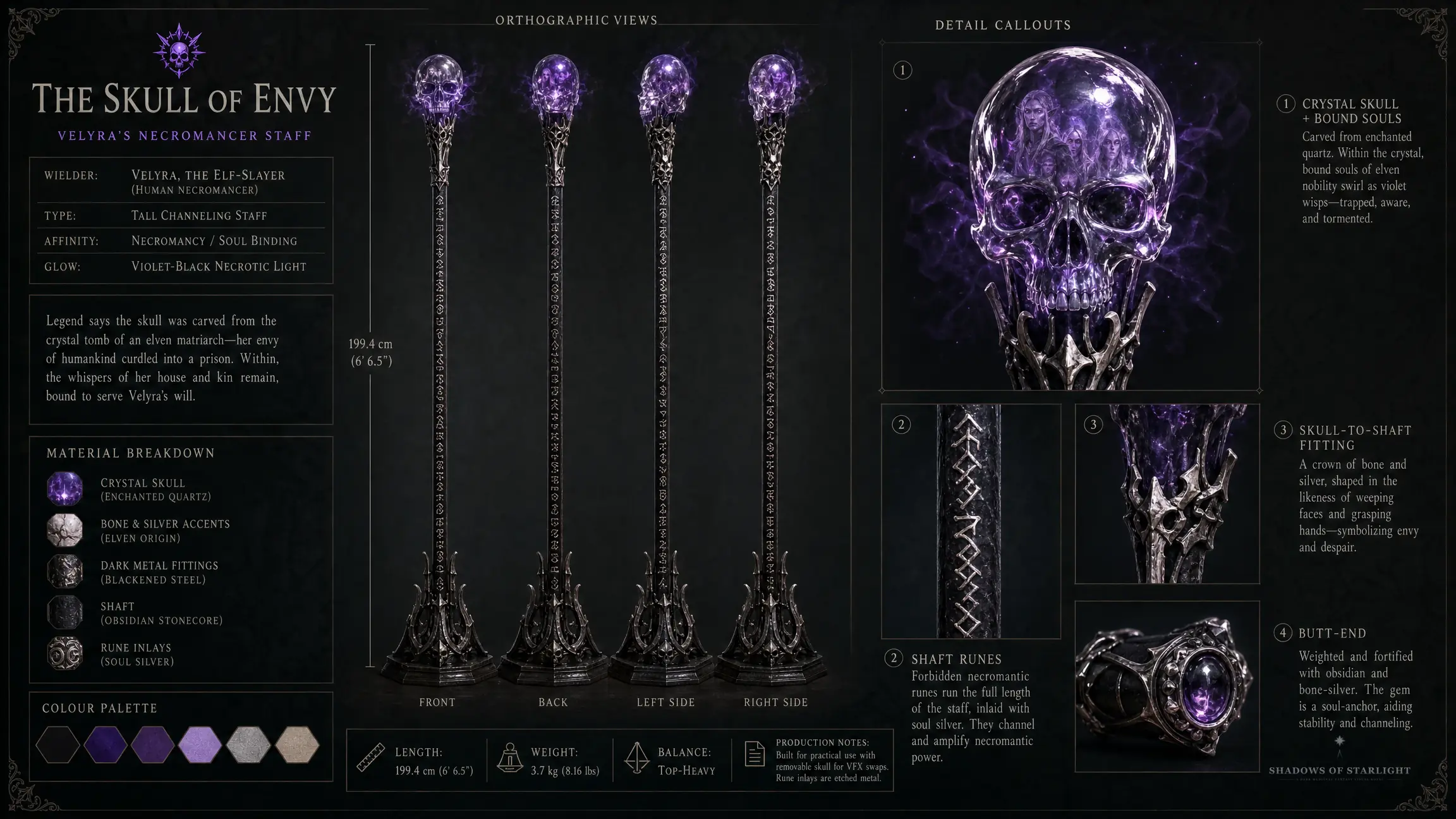 Design sheet of the artifact Skull of Envy