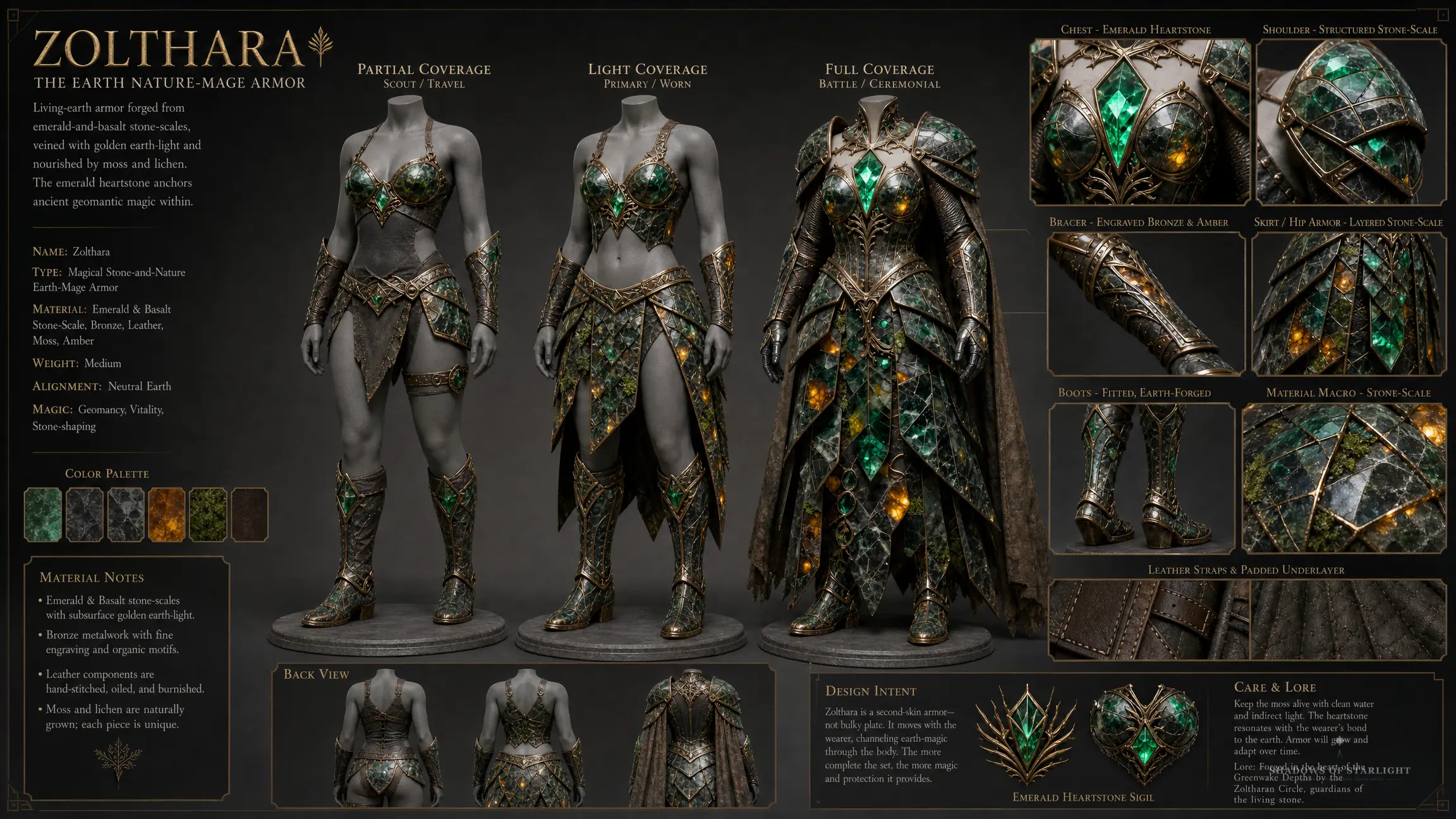 Design sheet of the artifact Zolthara